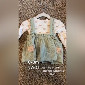 Wonder Nation Green and Cream Kids Dress